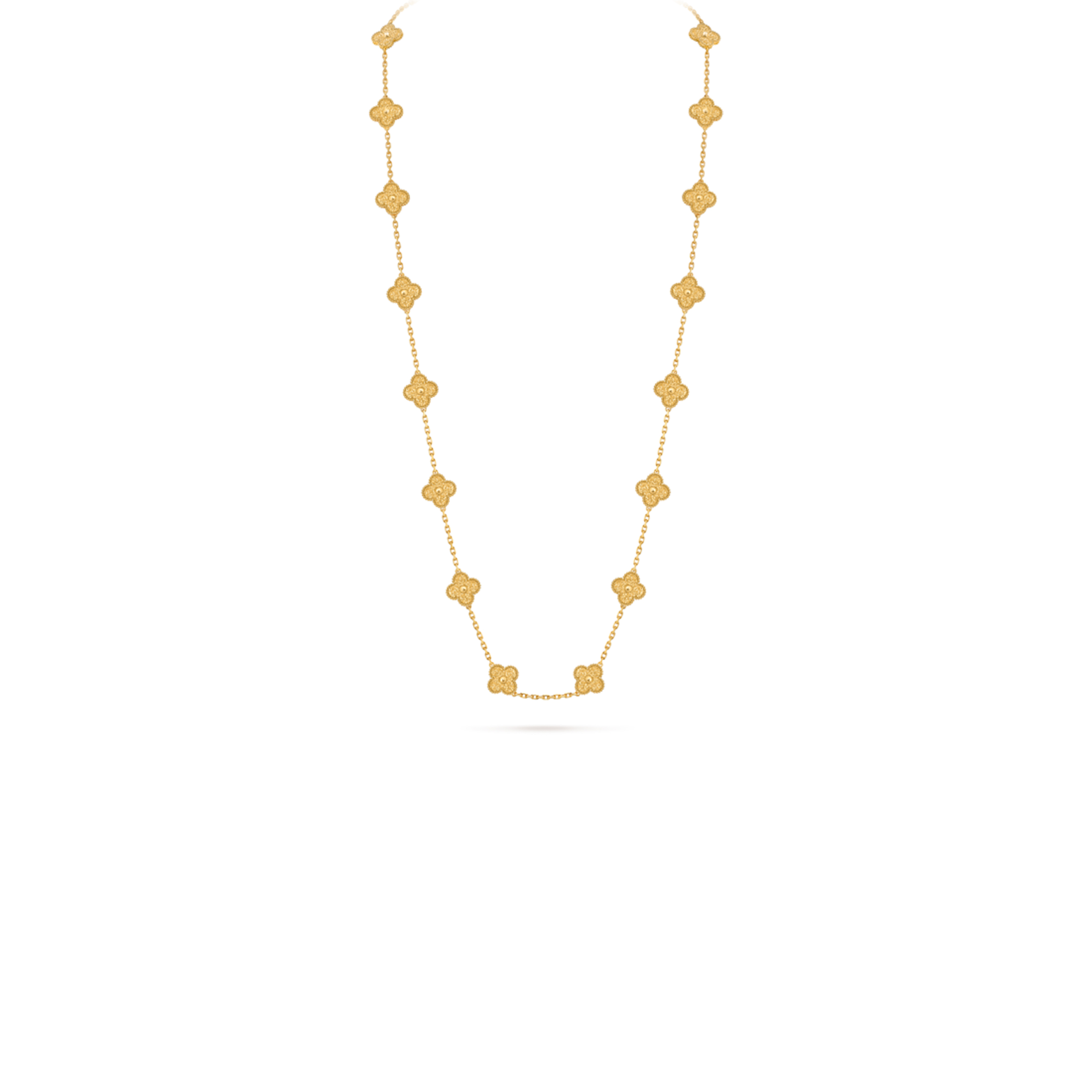 VAN CLEEF ARPELS VINTAGE ALHAMBRA LONG NECKLACE, 20 FOUR-LEAF LUCKY TOTEMS VCARO1IC00